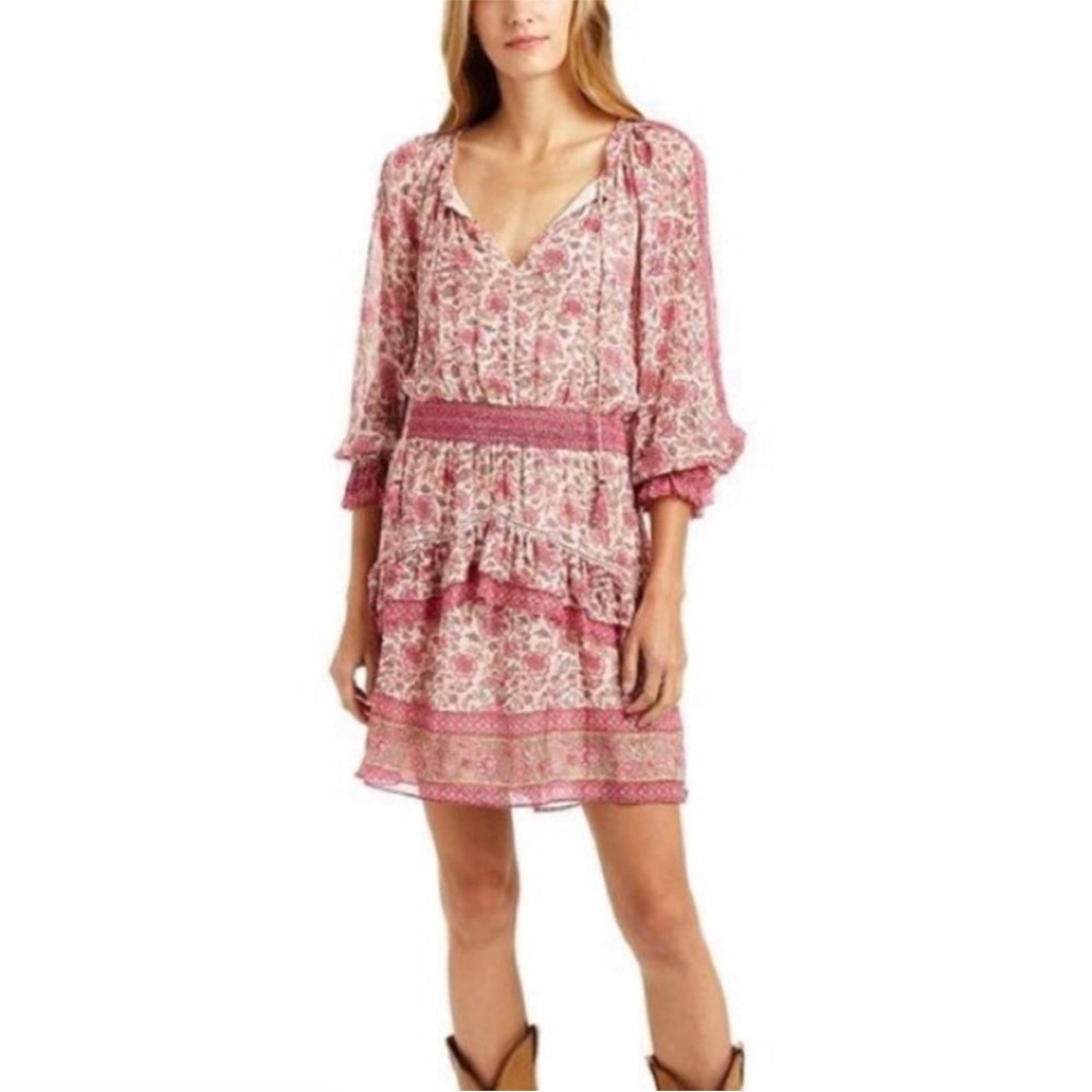 Love The Label Pink Tippy Border Floral Dress Size S